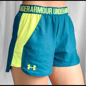 Underarmour blue/neon shorts with pockets